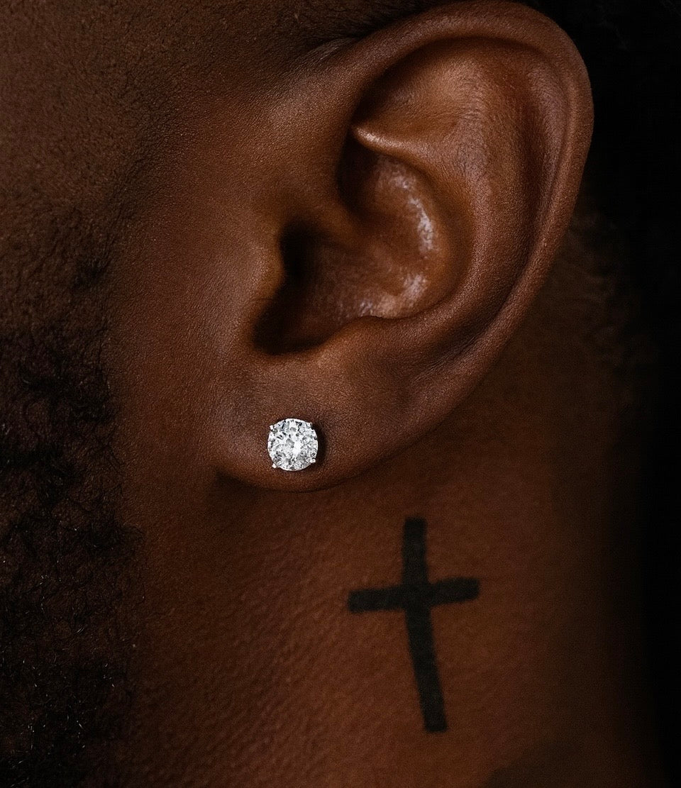 VVS Moissanite Stud Earrings | 925 Sterling Silver with 18K White Gold Plating