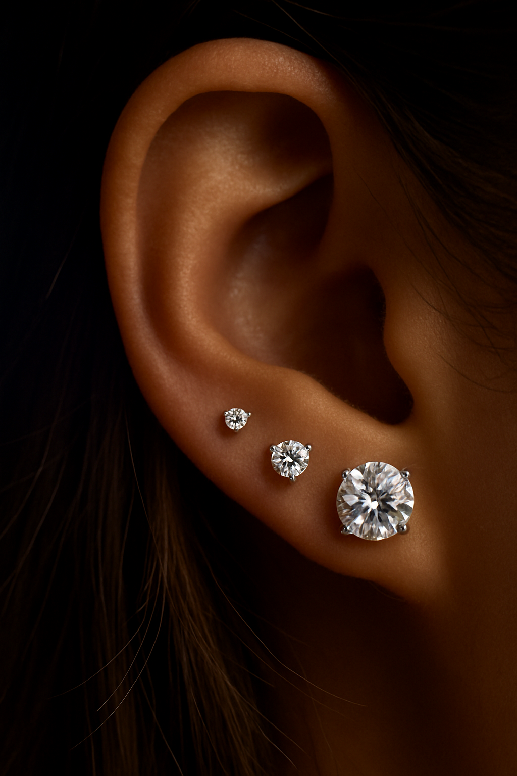 VVS Moissanite Stud Earrings | 925 Sterling Silver with 18K White Gold Plating