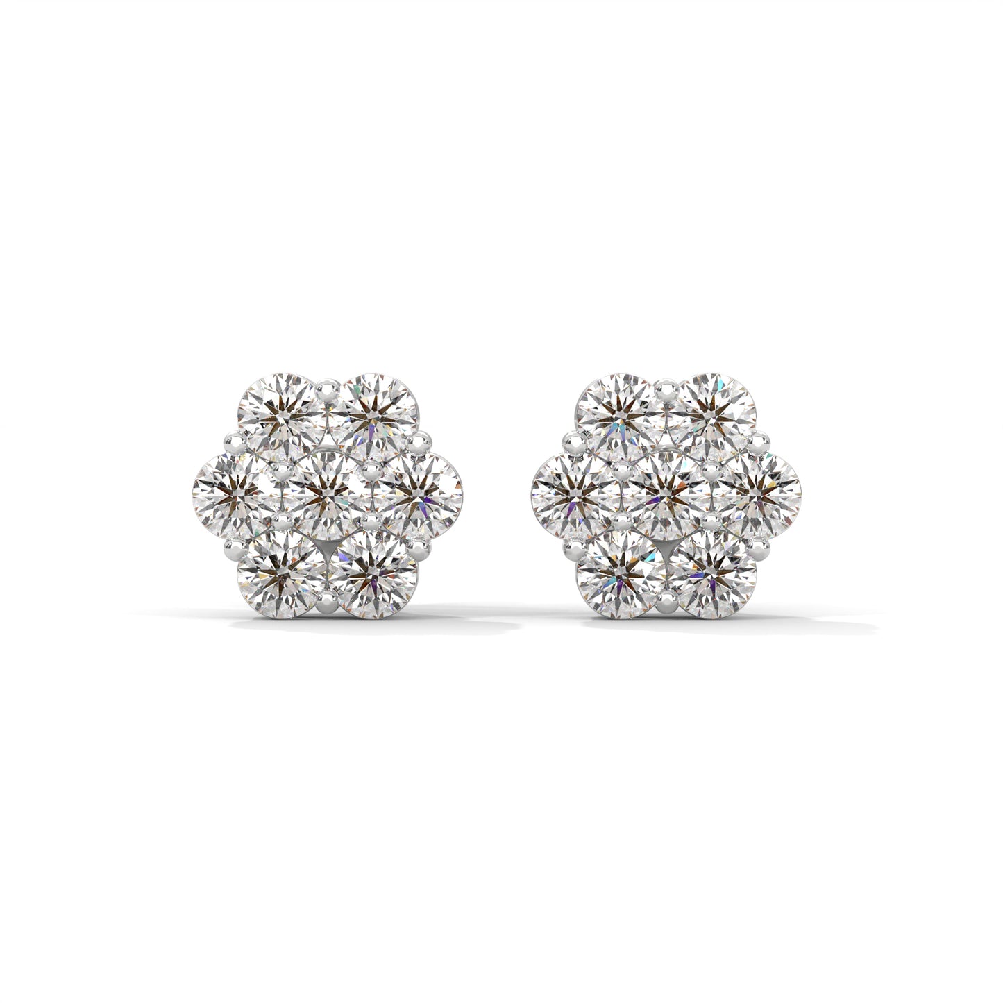 0.93 carat VVS Diamond Flower Set Cluster Earring 14kt Earring
