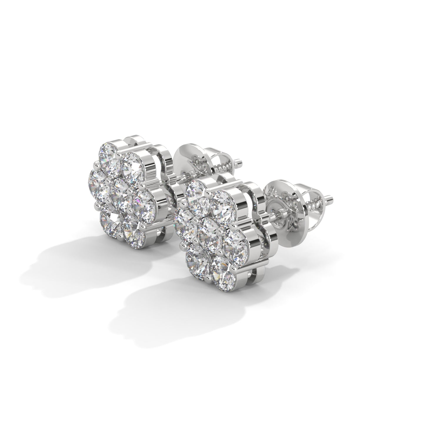0.93 carat VVS Diamond Flower Set Cluster Earring 14kt Earring