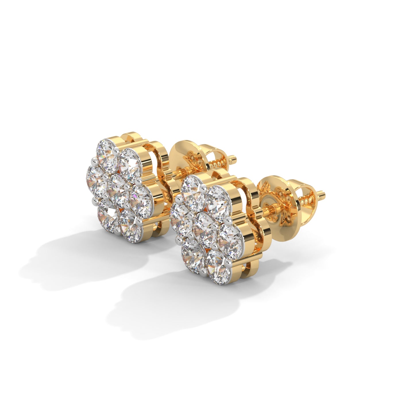 0.93 carat VVS Diamond Flower Set Cluster Earring 14kt Earring
