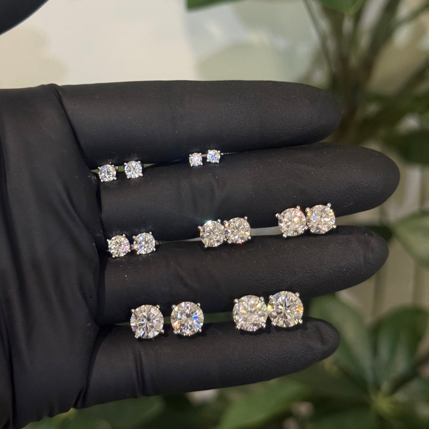 VVS Moissanite Stud Earrings | 925 Sterling Silver with 18K White Gold Plating