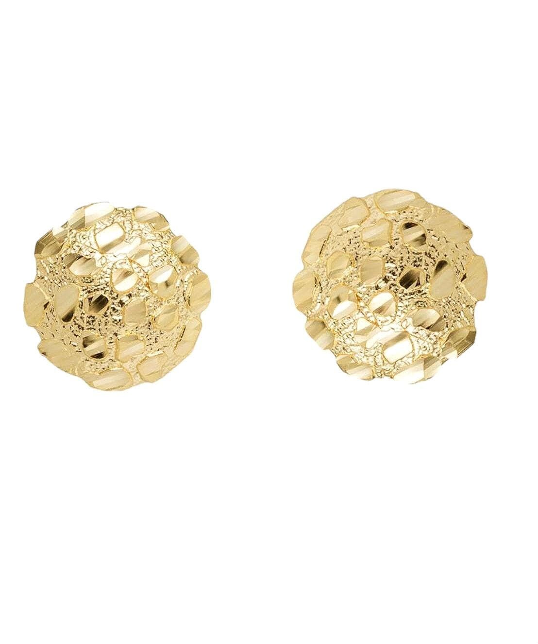 10K Round Gold Nugget Earring
