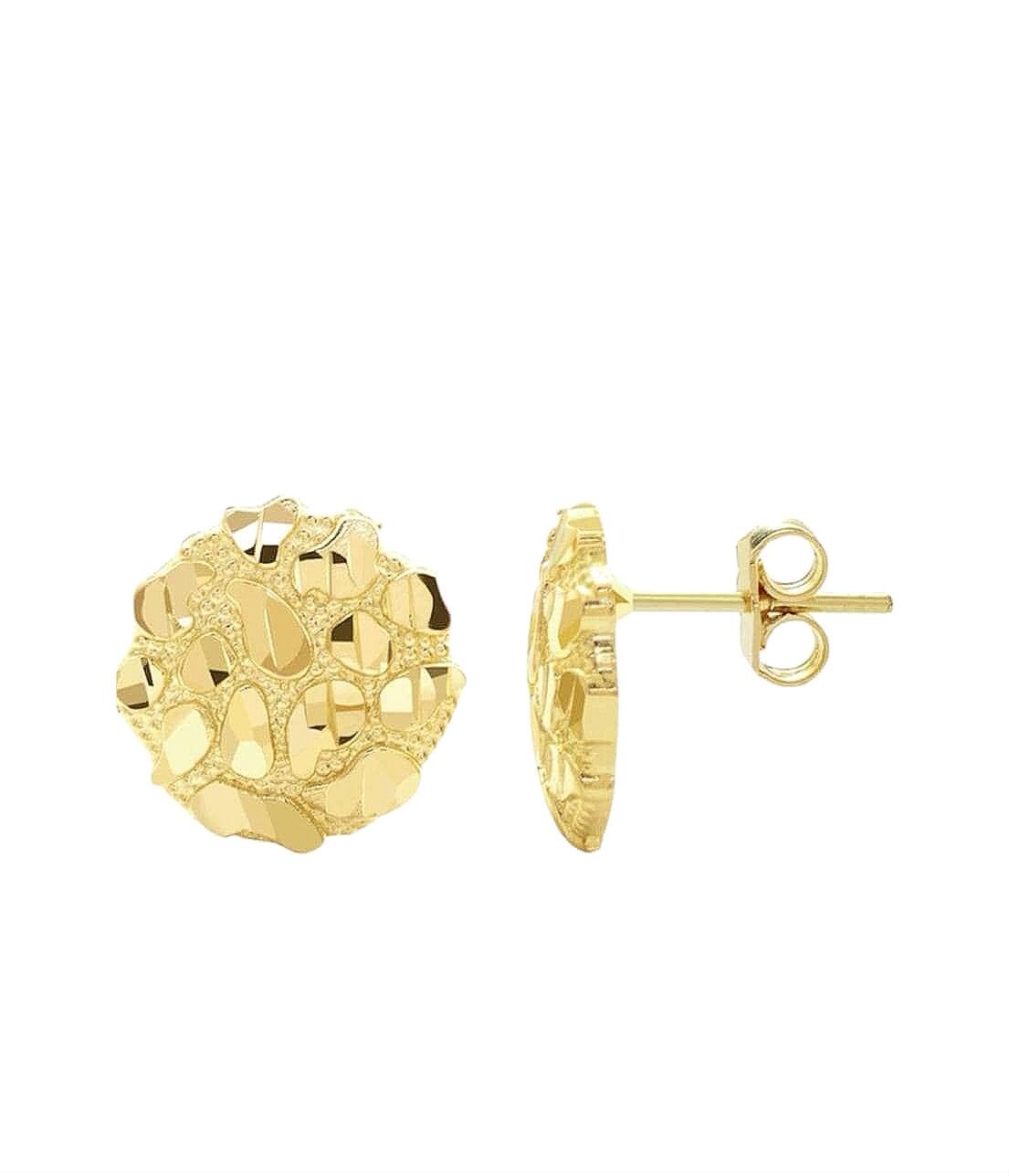 10K Round Gold Nugget Earring