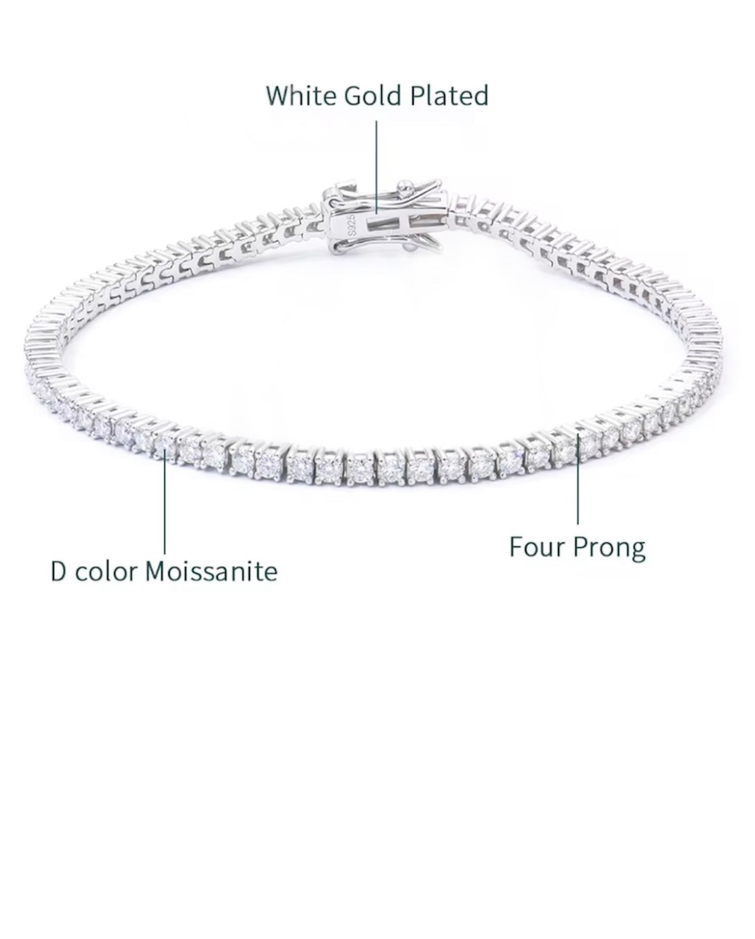 VVS Moissanite Tennis Bracelet Passes Diamond Tester 925 Silver Bracelet