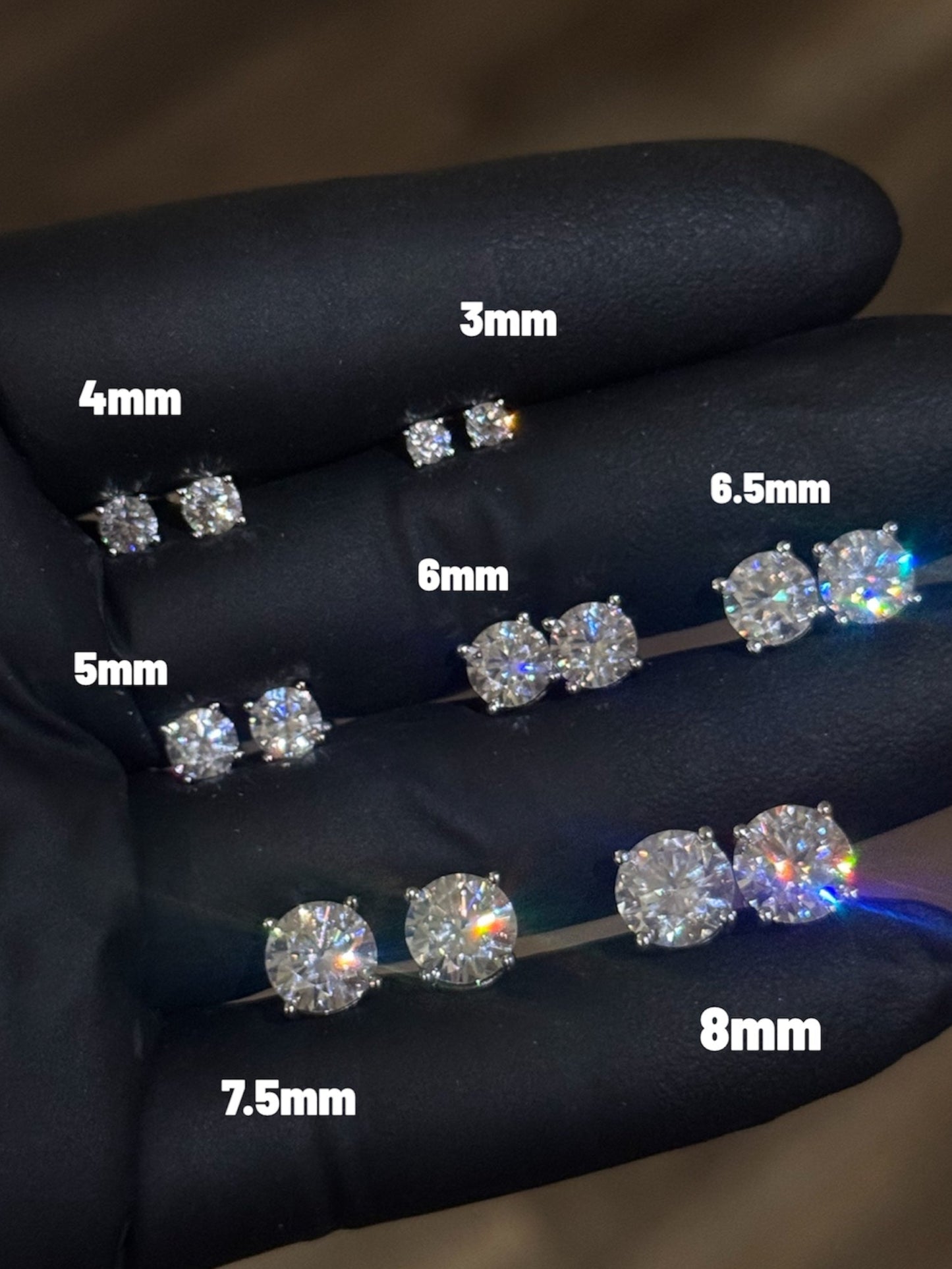 VVS Moissanite Stud Earrings | 925 Sterling Silver with 18K White Gold Plating