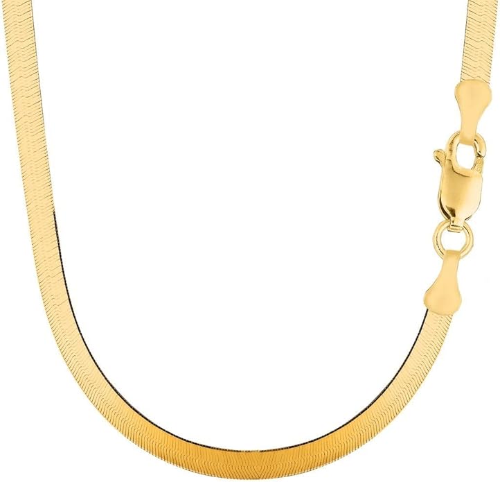 14k Yellow Solid Gold Imperial Herringbone Chain Necklace