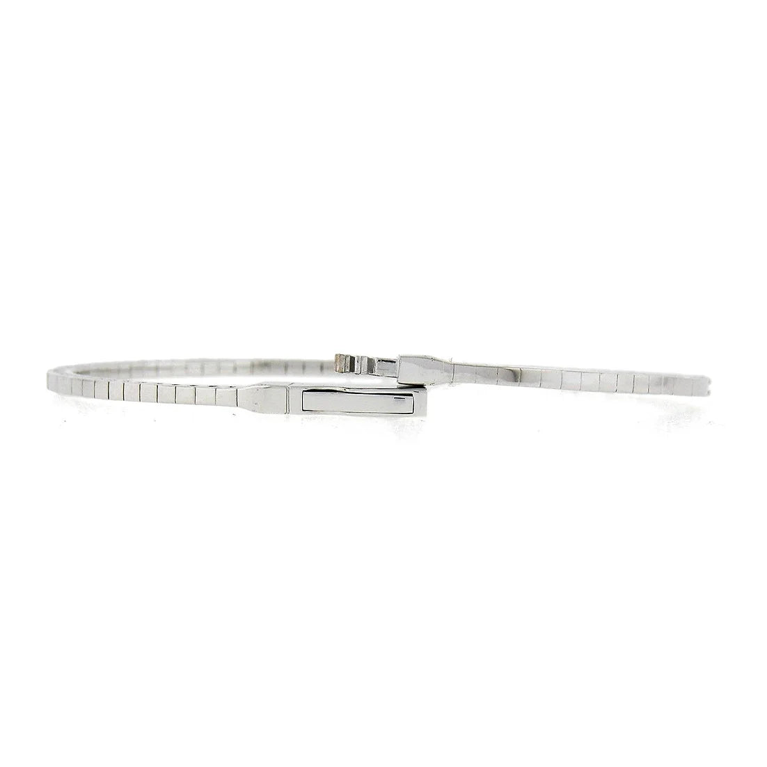 14k White Gold 0.90ctw Round Diamond Flexible Stackable Bangle Bracelet