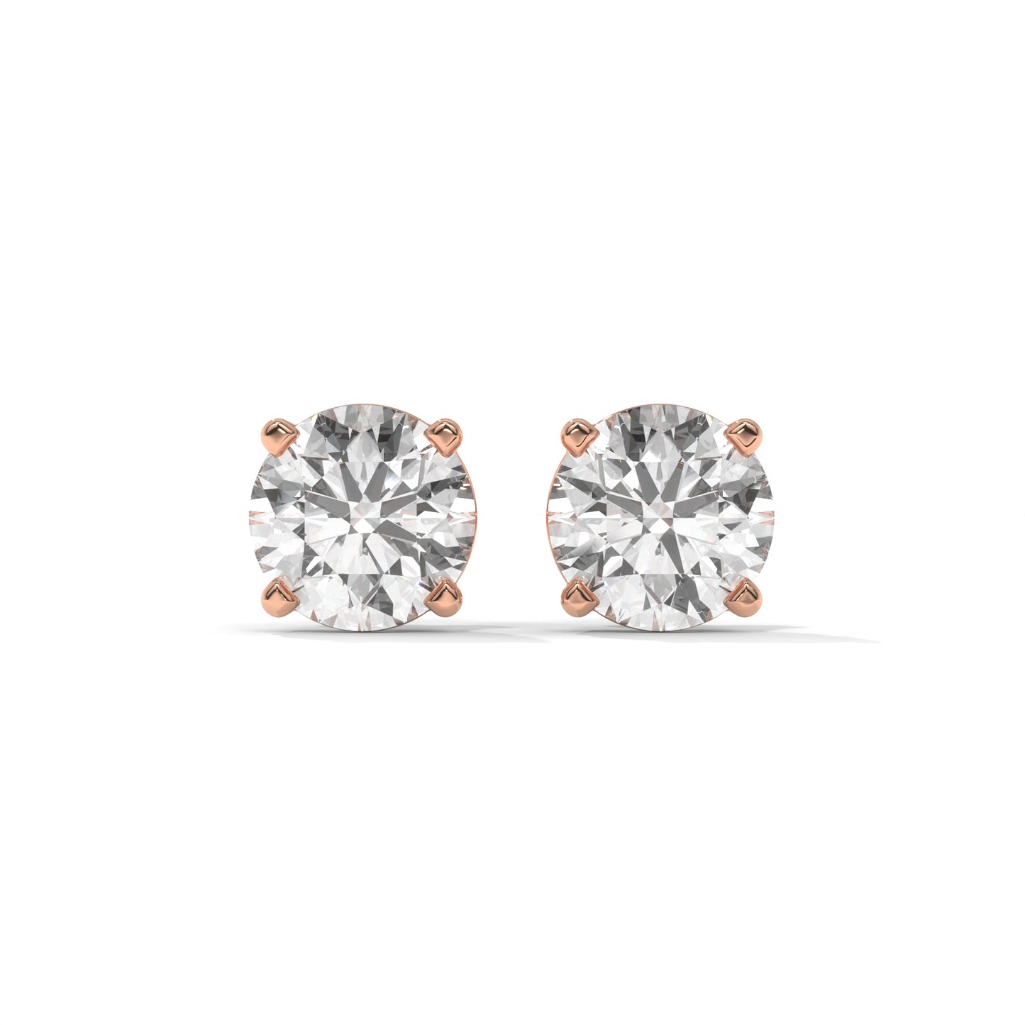14K Classic Solitaire 0.5ct - 4ct VS E-F Diamond Four Prong Stud Earrings