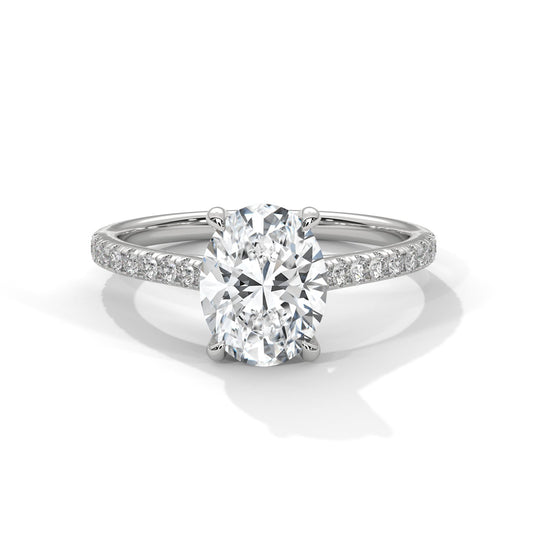 Lab Grown Diamond Solitaire Oval Engagement Ring in 14k White Gold