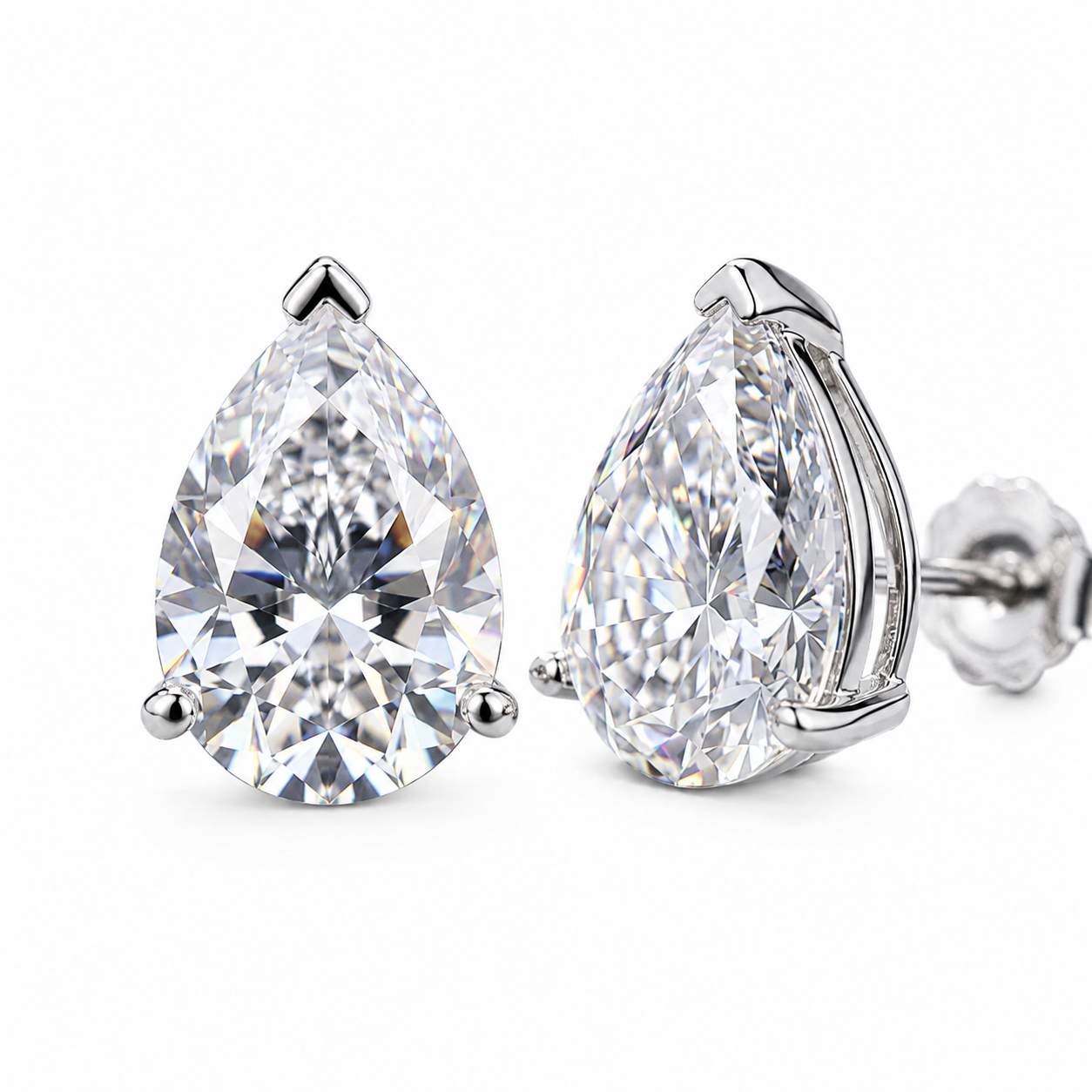 Pear Cut Moissanite Teardrop Stud Earrings