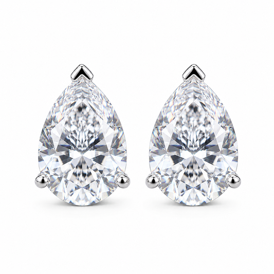 Pear Cut Moissanite Teardrop Stud Earrings