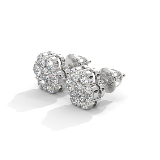 VVS1 Moissanite Cluster Stud Earrings – 925 Sterling Silver