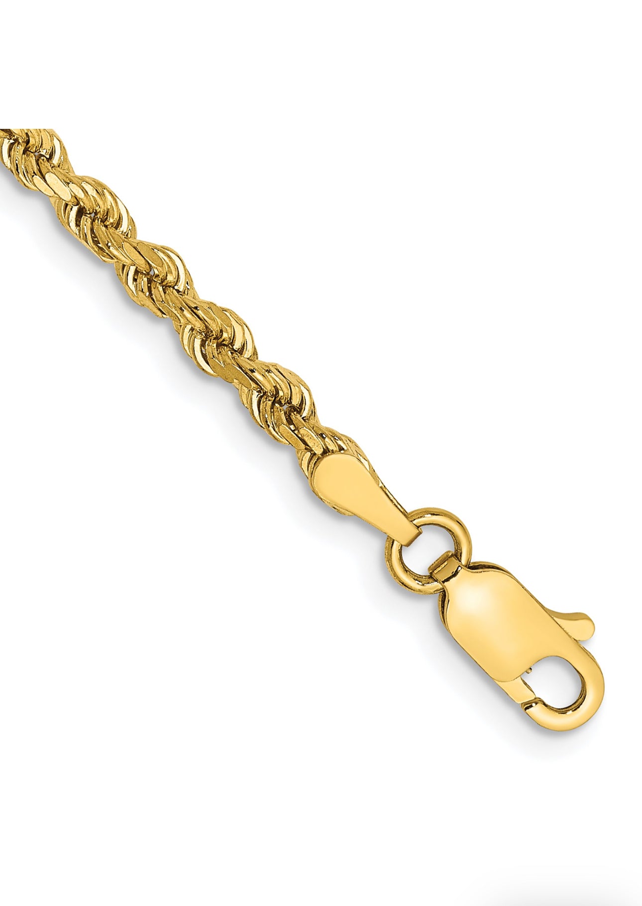 Durable 10K round rope bracelet with twisted gold link