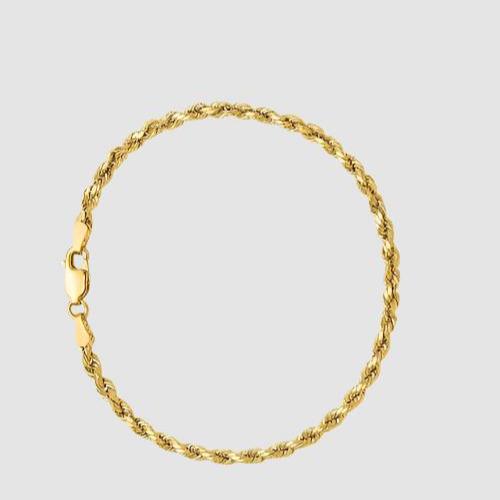 10K gold round rope bracelet with twisted link design