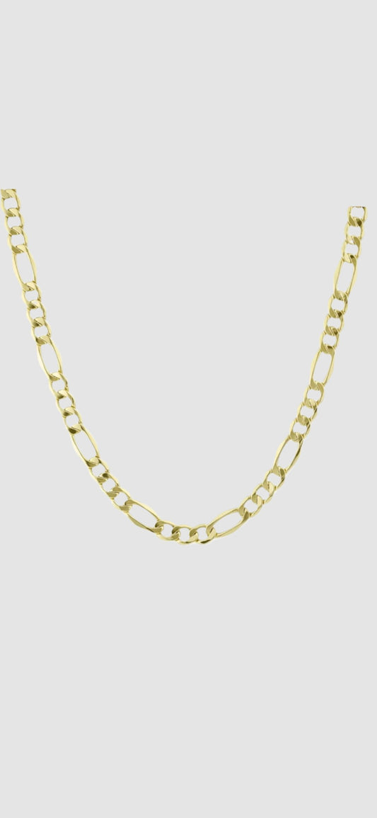 Solid 10K yellow gold Figaro chain necklace, classic design