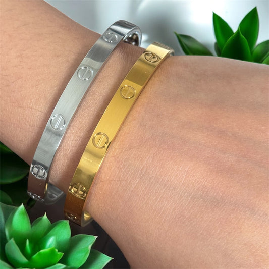 18kt Gold Plated Stainless Steel Love Bangle Bracelet Designer Bangle