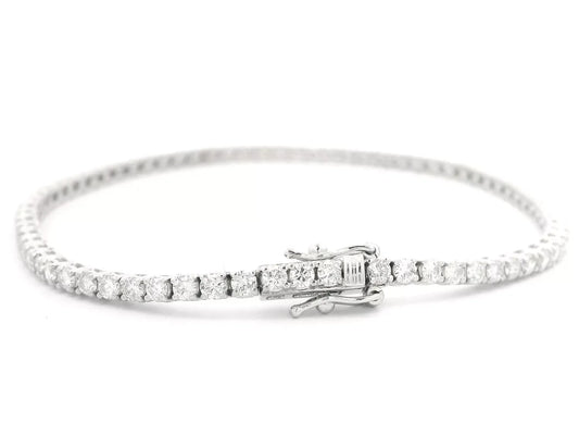 14k White Gold 2.98ct Round Brilliant Diamond Line Tennis Bracelet